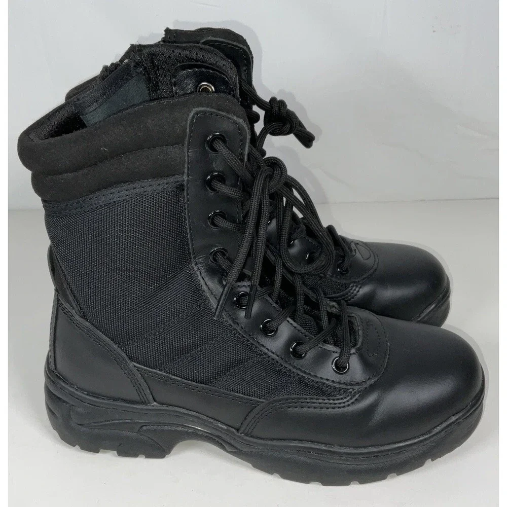 NIB Men's Nortiv8 Trooper Tactical Work Boots w/ Toe Cap & Side Zip‎ Black 6.5